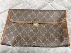 ブラウン ゴールド パターン クラッチバッグ