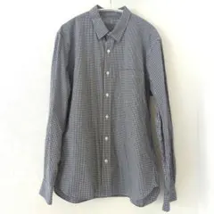 洗いざらしブロードギンガムシャツ 紳士L ダーク ネイビー