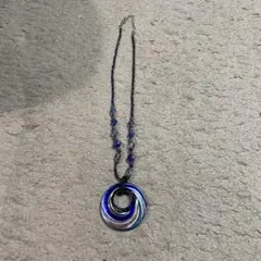 青色リング型ペンダントネックレス