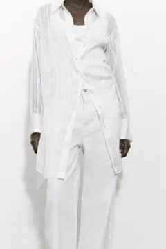 ZARA新品シアーコンビオーバーサイズシャツ