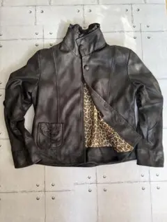 レザー風？ジャケット ヒョウ柄裏地 韓国製