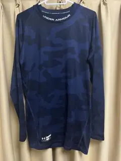 UNDER ARMOUR ネイビー迷彩 長袖アンダーシャツ XL 裏起毛
