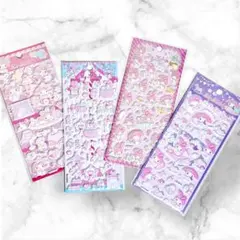 海外限定 3D立体シール 4枚セット ぷっくり サンリオ