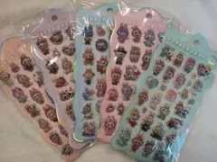 3D 立体 ラブブ　ぷくぷくシール ボンボンドロップ　5枚セット　シール帳　お得