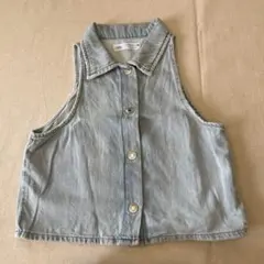 zara ザラ　デニム　水色　ベスト　トップス