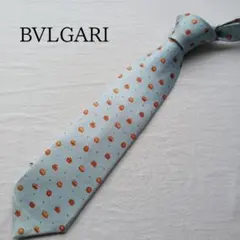 ブルガリ ネクタイ 水色 かぼちゃ柄 個性的 野菜 かわいいモチーフ【n6996