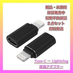 【お得な2点セット】タイプC →ライトニング コネクタ　変換アダプター　ブラック