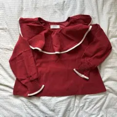 merlot ビッグピエロ襟トップス 長袖 レッドのサムネイル