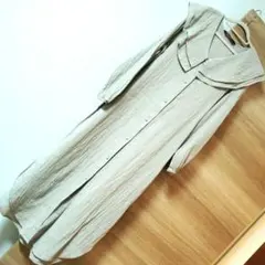 ザラ ZARAビッグカラー ベージュ長袖ロングワンピース ボタン付きXS