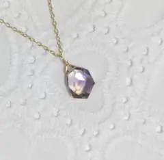 アメトリンのネックレス　天然石　バイカラー　ゴールド　ワイヤー　高品質