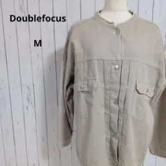 ダブルフォーカス☆ノーカラー　デニムジャケット　Gジャン　ゆったり　M　ベージュ