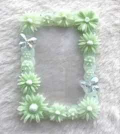 トレカケース ホイップデコ レジンデコ フラワー‪ꕤ︎︎蝶 グリーン