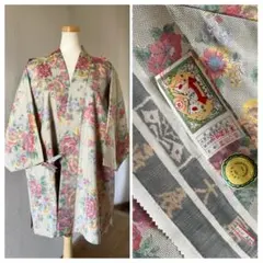 まみこ様専用♡本場大島紬 作務衣　 商標有　艶やか芍薬華柄　大人お洒落上衣