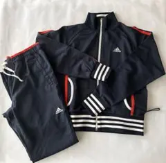 adidas レディース　ネイビー ジャージジャケット＆パンツセットアップ