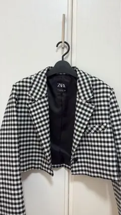 ZARA チェック柄 クロップドジャケット