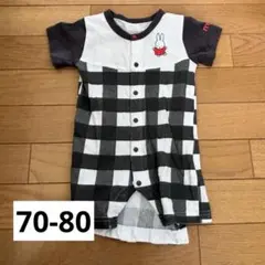 ミッフィー ロンパース 70-80cm チェック柄