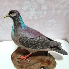 野鳥.コマドリ バードカービング 野鳥彫刻 木彫りの野鳥 ハンドメイド