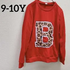 美品✨️トレーナー 【9-10Y】レッド ヒョウ柄 Bプリント 赤 冬服 キッズ
