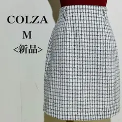 [新品]コルザ 膝丈スカートスエード調 裏地有 ベルト通し有チェック柄 Mサイズ