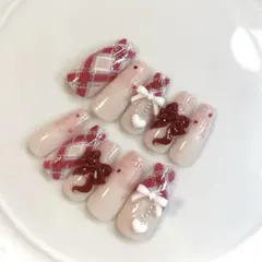 119♡ ネイルチップ ワンホン スナ系 フレンチガーリー 量産型 ちゅるん