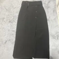 黒　タイトロングスカート　ゴム　ベルト