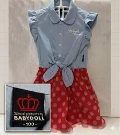【美品】BABYDOLL ディズニー ミニー ドッキングワンピース 100cm