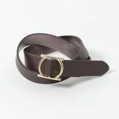 ブラウン ブロンズ　合成皮革 ベルト 金色バックル
