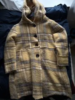 イタリア製 フード付きウールコート チェック柄