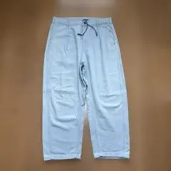 GU ライトブルー　デニムカーブタックパンツ　ワイドパンツ