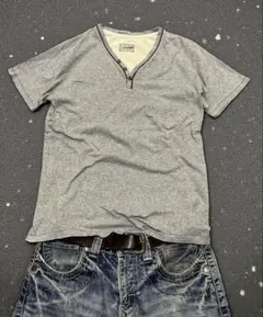 00s archive grunge henley gray tee y2k - メルカリ