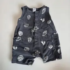 H＆Mグレーの貝殻プリントロンパース 74cm