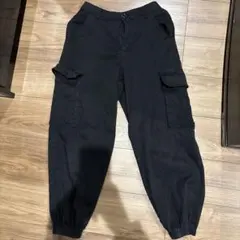 repipi armario 黒いカーゴパンツ 調整可能ウエスト