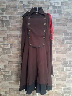 n174【複数購入可】軍服ワンピース コスプレ ブラウン Lサイズ