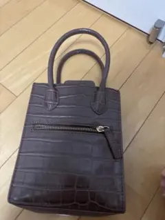 ブラウン クロコダイル風ミニトートバッグ