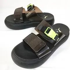 【美品】PUMA スポーツサンダル 厚底 ブラック×ネオングリーン 25cmのサムネイル
