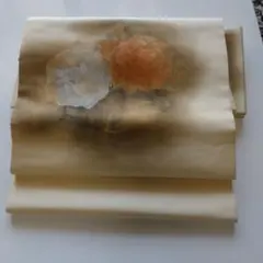 簡単装着‼名古屋帯/クリーム色✕柄ゴールド花