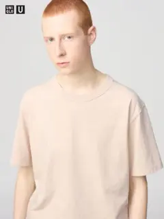 【ほぼ新品】UNIQLO クルーネックTシャツ 半袖 S ベージュ