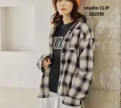 スタディオクリップ￼/オンブレチェックシャツ/ブラウン系/美品2025秋