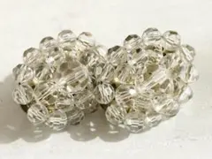 年代物 当時物 西ドイツ製 クリア 透明お花 vintageイヤリング