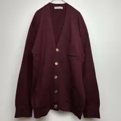 アクアスキュータム　ウール　長袖カーディガン　羽織り　ボルドー　メンズ　古着