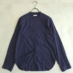 DES PRES デプレ ドビークロス ブザムシャツ バンドカラー ネイビー