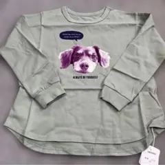 犬の顔プリント 長袖カットソー 120