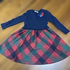 familiar チェック柄長袖ワンピース
