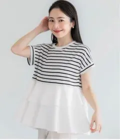 coca 異素材切り替え2段フリルTシャツ Mサイズのサムネイル