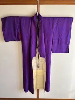 紫色 花柄 小紋 着物