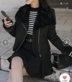 ROYALPARTY フェイクファームートンジャケット ブラック