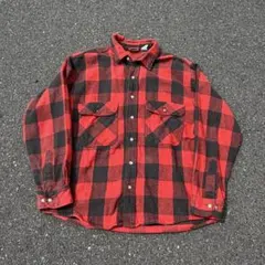90s✨FIVE BROTHER USA製 ネルシャツ フェード 赤黒 L