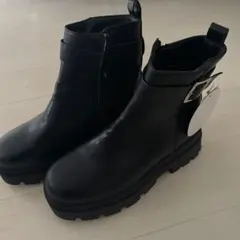 サイドゴアブーツ ブラック レザー 厚底