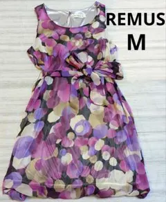 レディース　ノースリーブワンピース 　M 　紫白黒日本製　エレガントワンピース