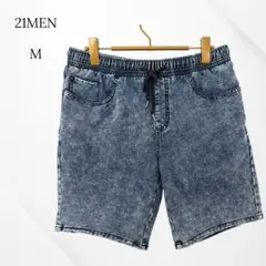 21MEN ハーフパンツ　デニム　M ケミカルウォッシュ加工　カジュアル　夏のサムネイル